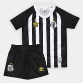 Kit Camisa Infantil Santos II 25/26 S/N Torcedor Umbro Masculina - Preto+Branco