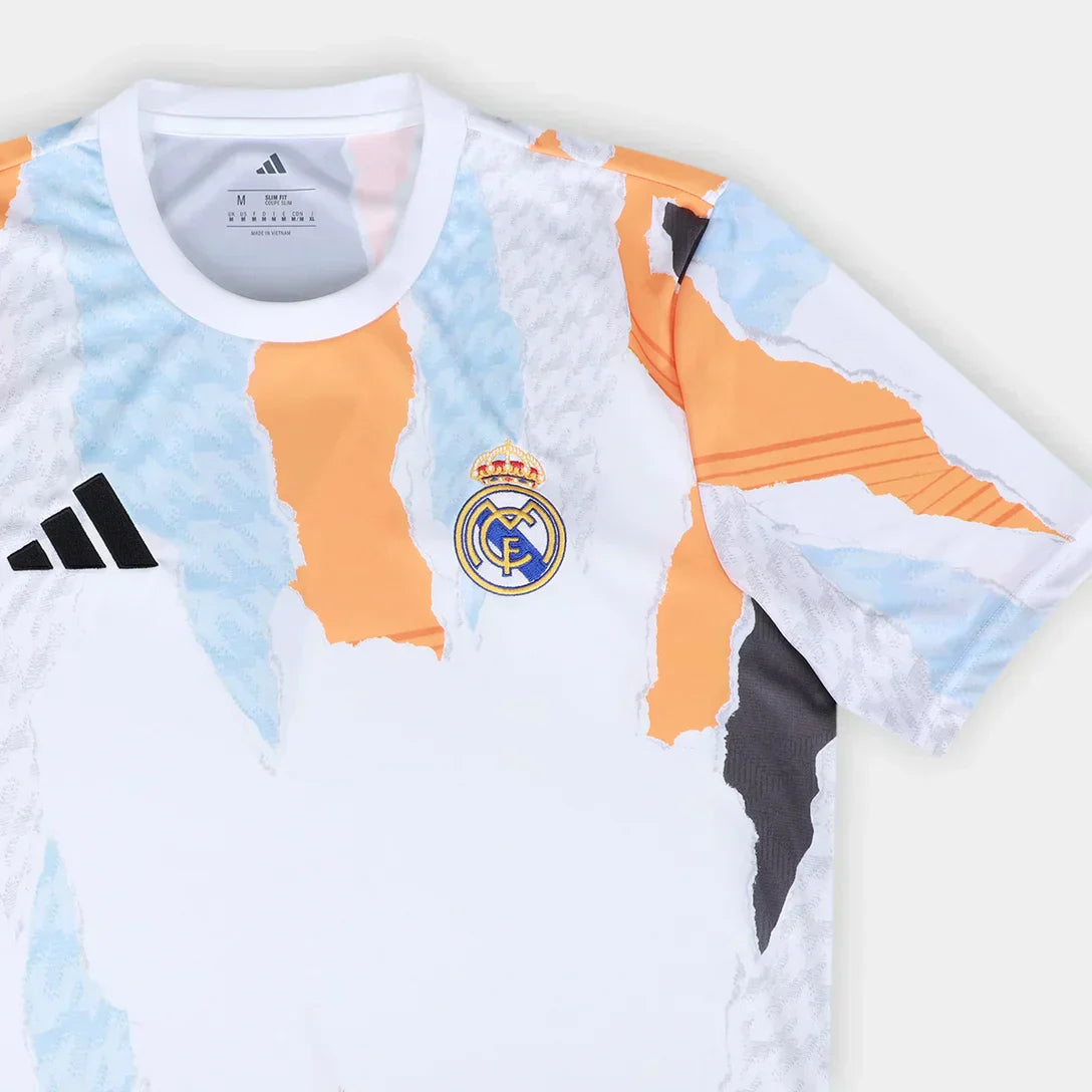 Camisa Real Madrid 25/26 Pré Jogo Adidas Masculina - Branco+Laranja
