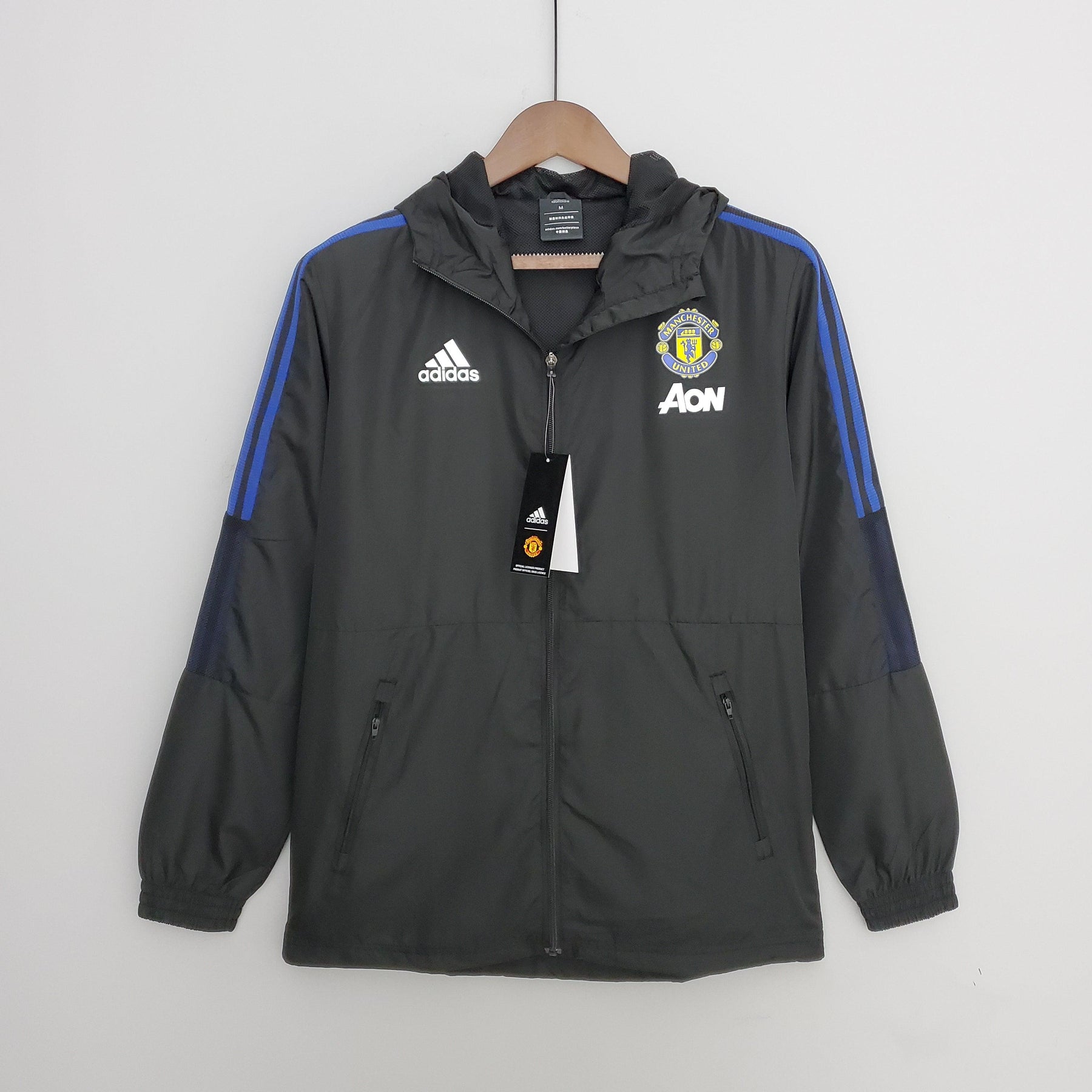 Corta-vento Manchester United Adidas - Preto e Azul
