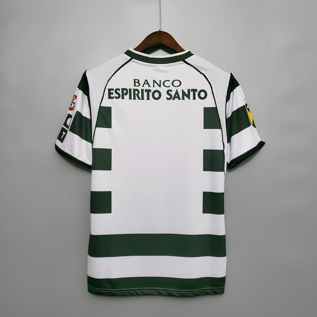 Camisa Retrô Sporting I Home 01/03 - Masculina - Verde e Branca